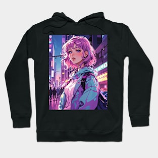 Pink street anime girl Hoodie